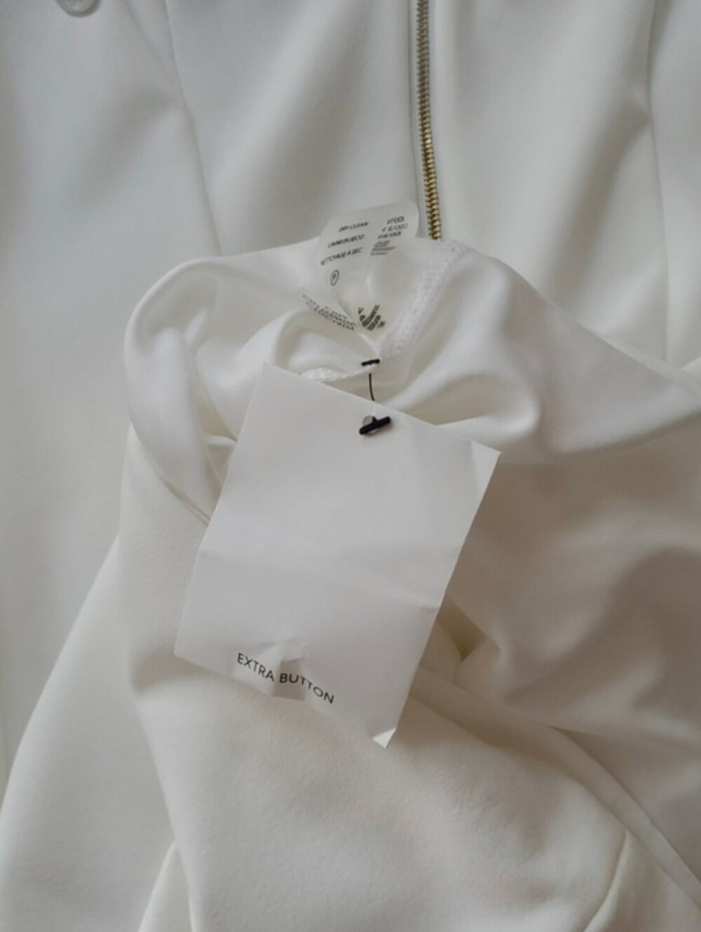 Calvin Klein Sz 4P Ivory White Long Sheer Bell And Button Sleeve Sheath Dress - Picture 15 of 16
